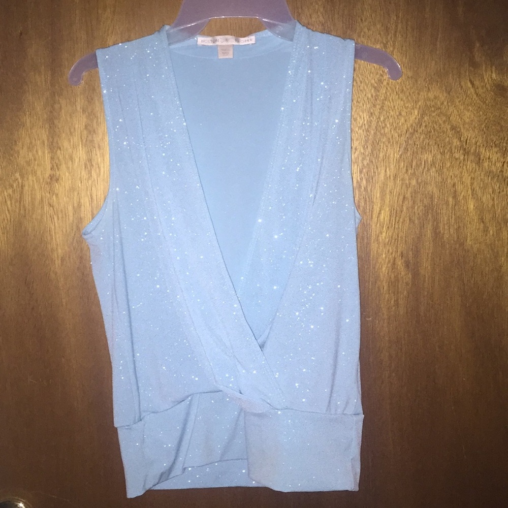 Boston proper tank light blue with glitter shimmer